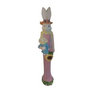 World Bazaars Inc Female Bunny Rabbit 12 In Ceramic Figurine With Baby In Hand